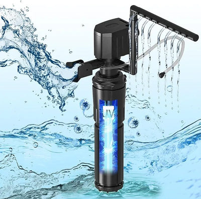 HYGGER HG139 Aquarium Internal Filter with UV | Filtration, Sterilization & Wavemaker | Clears Green Water & Algae