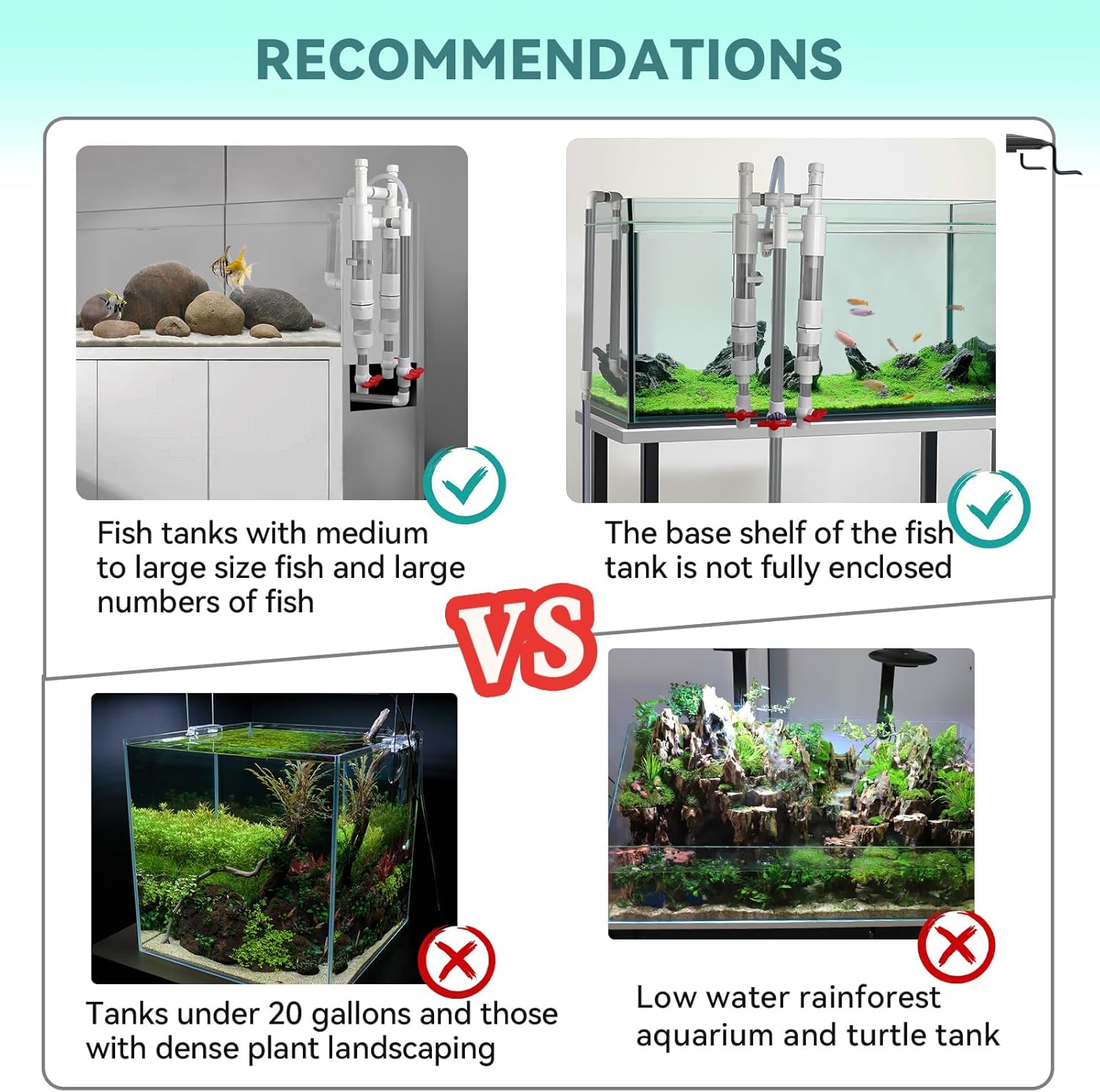HYGGER HG141 Double Chamber Fish Waste Collector | 304 Grade Stainless Steel Filter | Surface Skimmer | Toolkit Included