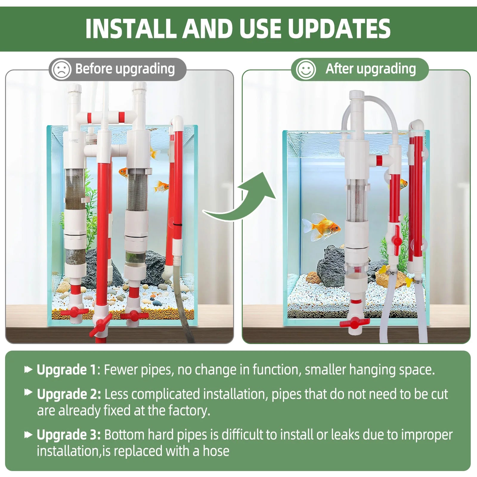 HYGGER HG141 Double Chamber Fish Waste Collector | 304 Grade Stainless Steel Filter | Surface Skimmer | Toolkit Included