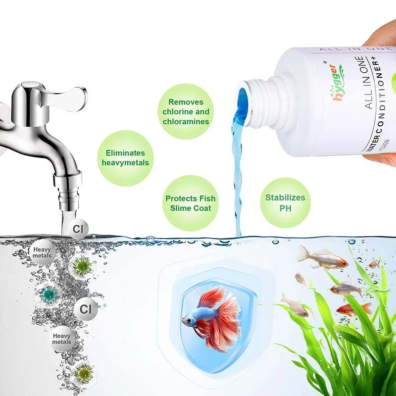 HYGGER HG209 All-in-One Water Conditioner+ | Eliminates Chlorine & Heavy Metals | Protects Slime Coat | pH Stabilizer