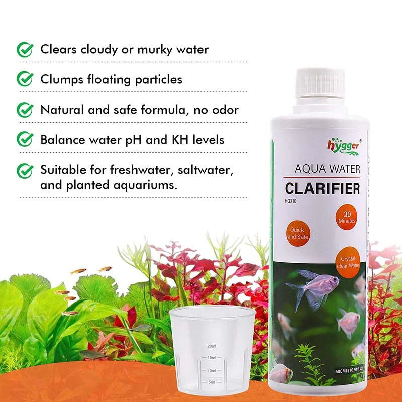 HYGGER HG210 Water Clarifier | Clears Cloudy Water | 30min Action | Clumps Particles | Balances pH and kH | Salt & Fresh