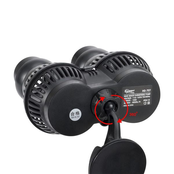 HYGGER HG707-16W Aquarium Wave Maker | 360° Rotatable Head Pump | 8000 LPH | Titanium Alloy Core | Fresh & Saltwater