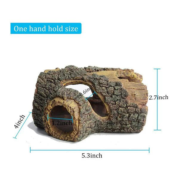 HYGGER HG912 Barrel Log Aquarium Ornament | High-Quality Resin| Non-Toxic | Hollow Fish Hiding Spot | No Fade or Crack