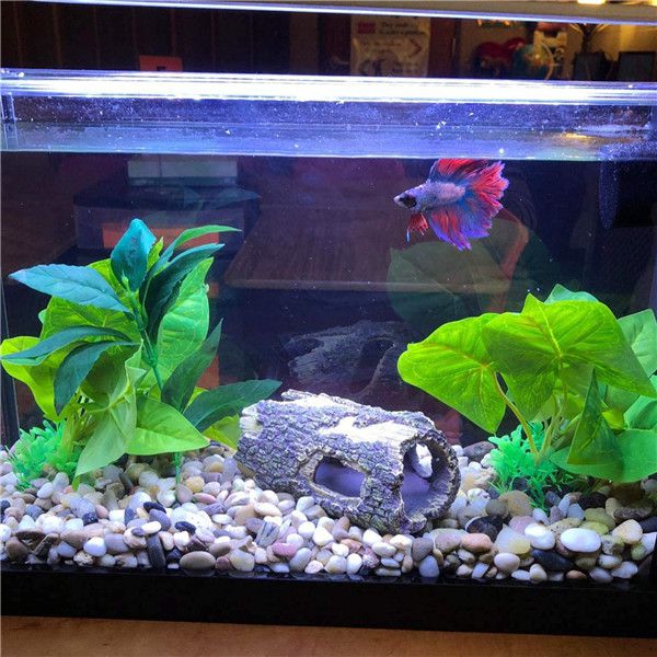 HYGGER HG912 Barrel Log Aquarium Ornament | High-Quality Resin| Non-Toxic | Hollow Fish Hiding Spot | No Fade or Crack