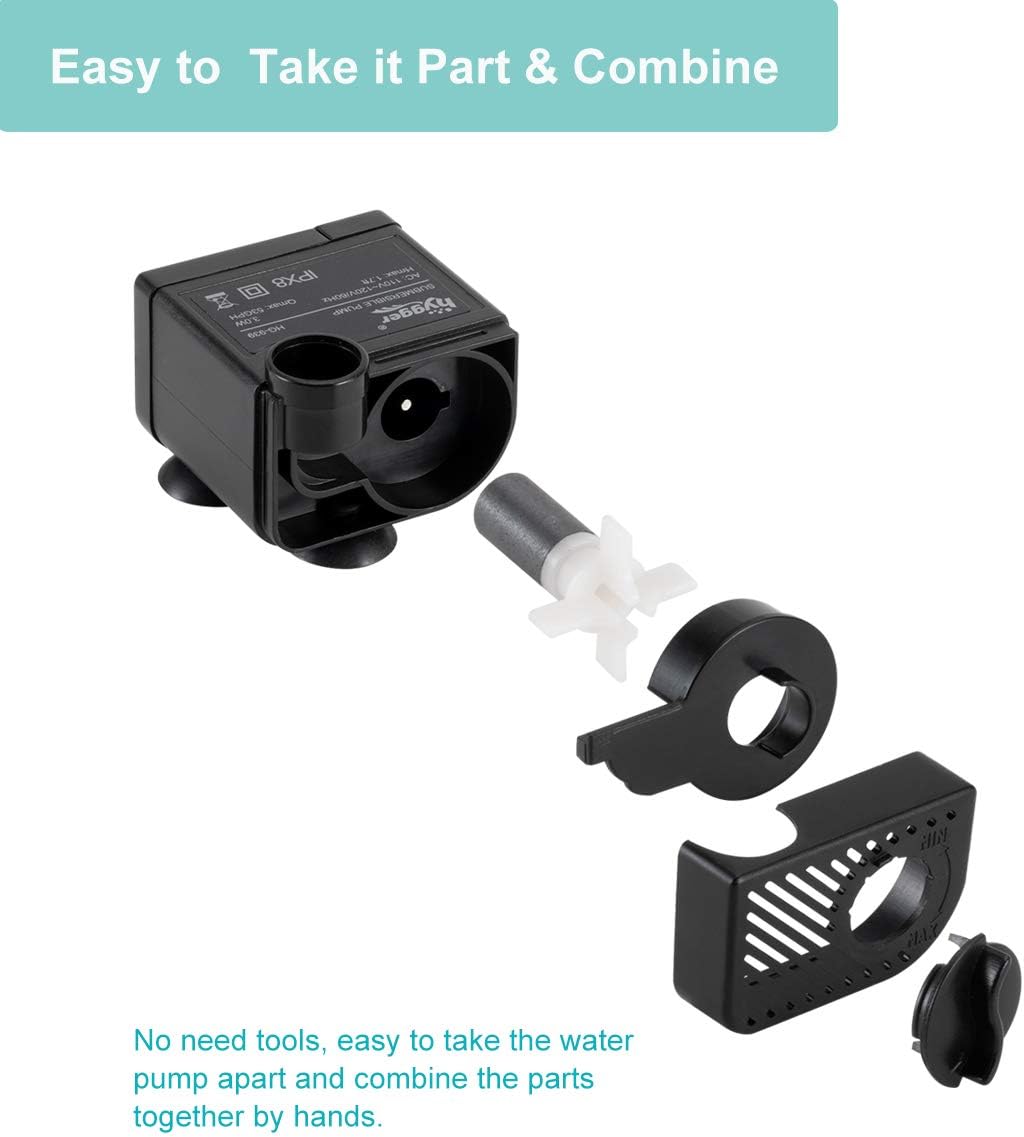 HYGGER HG939 3W Mini Water Pump | Compact & Multi-Purpose | Ultra Quiet | Dual Connectors | Adjustable Flow