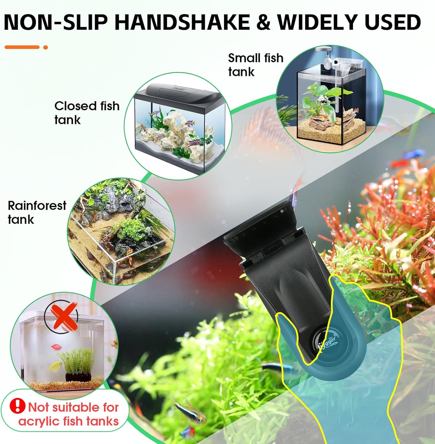 HYGGER HG953 Magnetic Aquarium Glass Cleaner & Algae Scraper | Strong Magnet | Safe, No-Scratch Blade | For Thick Glass