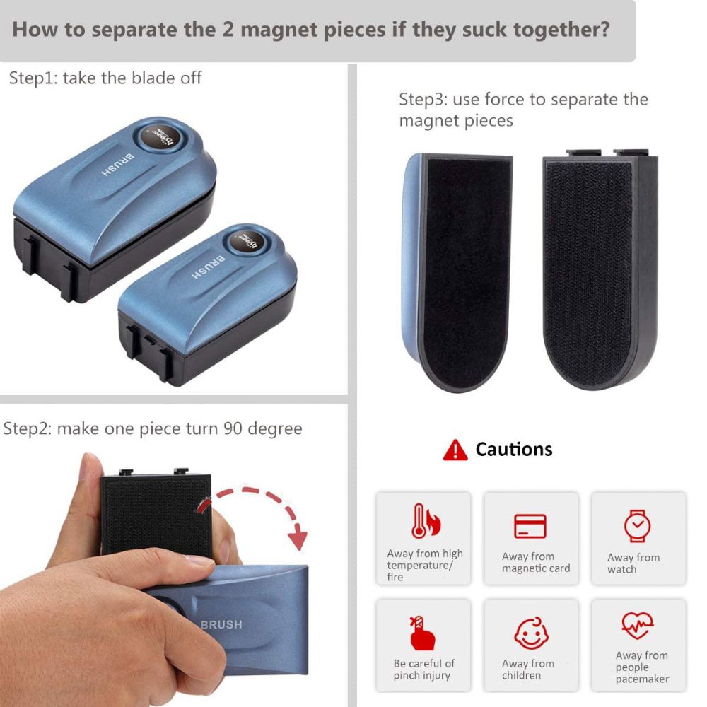 HYGGER HG953 Magnetic Aquarium Glass Cleaner & Algae Scraper | Strong Magnet | Safe, No-Scratch Blade | For Thick Glass