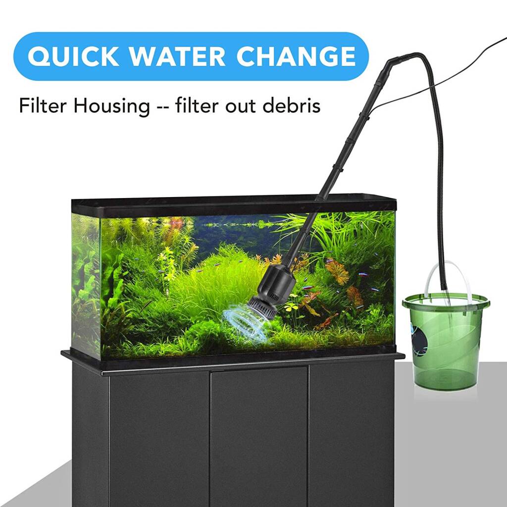 HYGGER HG955-DC 5-in-1 Adjustable Electric Aquarium Gravel Cleaner | IPX8 Waterproof | Powerful Flow & Low-Level Pumping