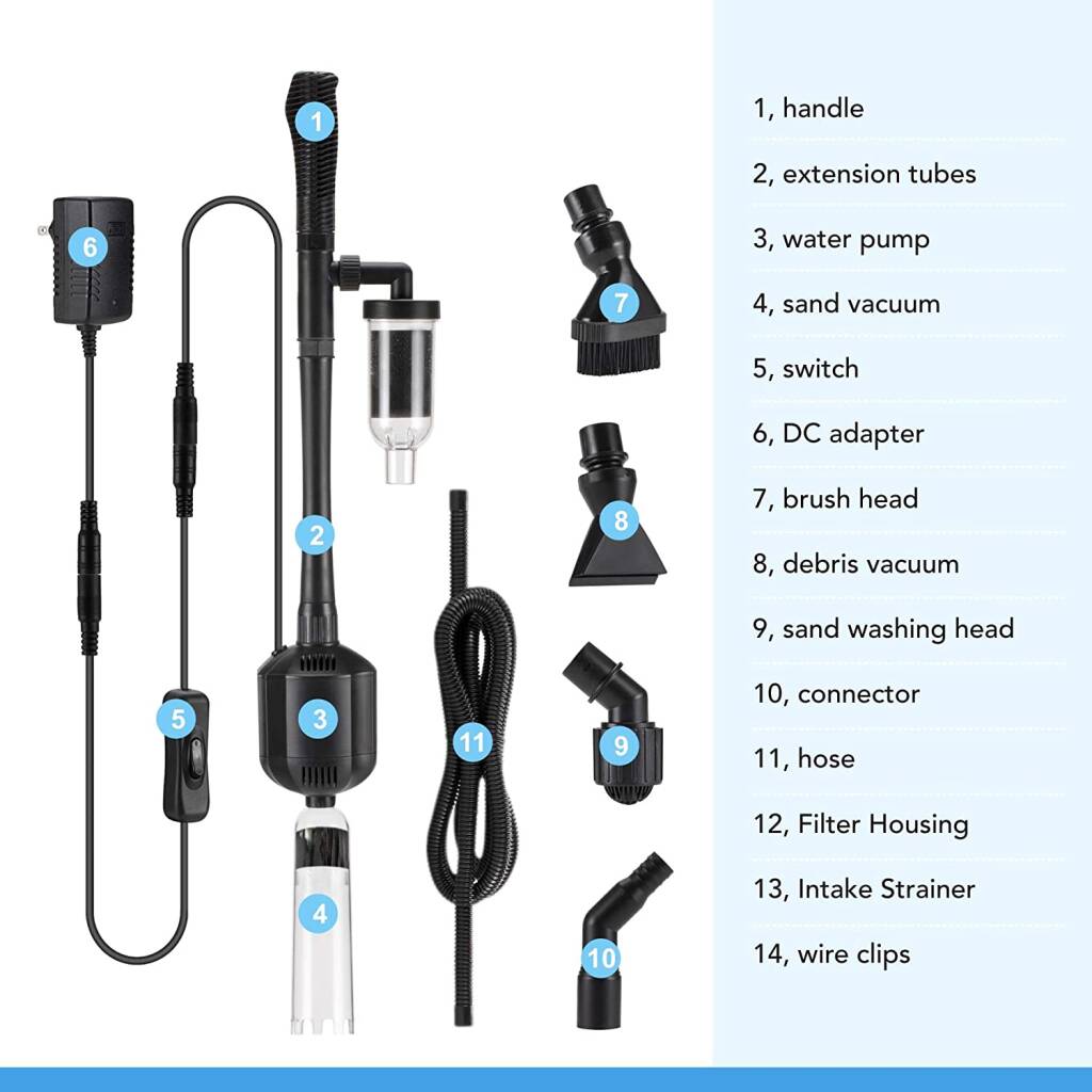 HYGGER HG955-DC 5-in-1 Adjustable Electric Aquarium Gravel Cleaner | IPX8 Waterproof | Powerful Flow & Low-Level Pumping