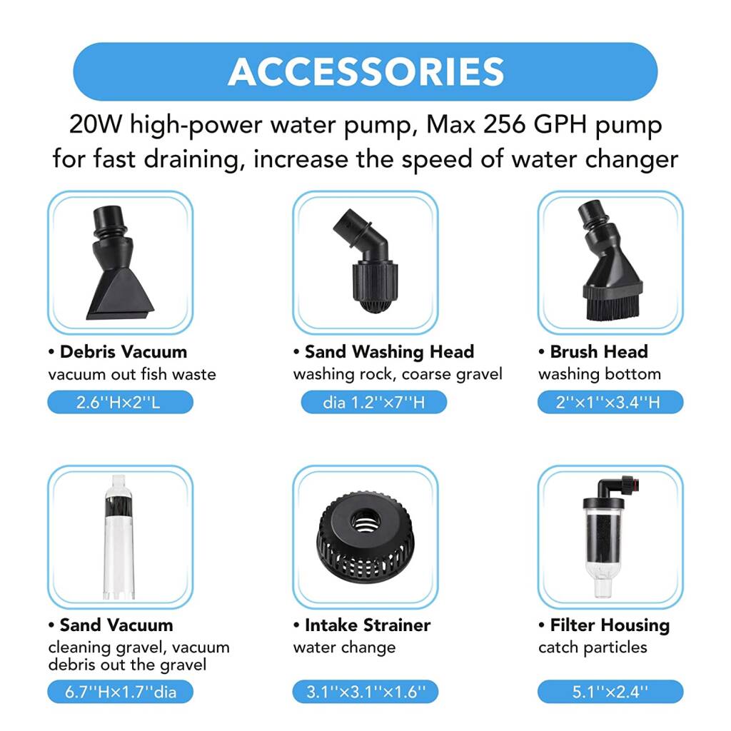 HYGGER HG955-DC 5-in-1 Adjustable Electric Aquarium Gravel Cleaner | IPX8 Waterproof | Powerful Flow & Low-Level Pumping
