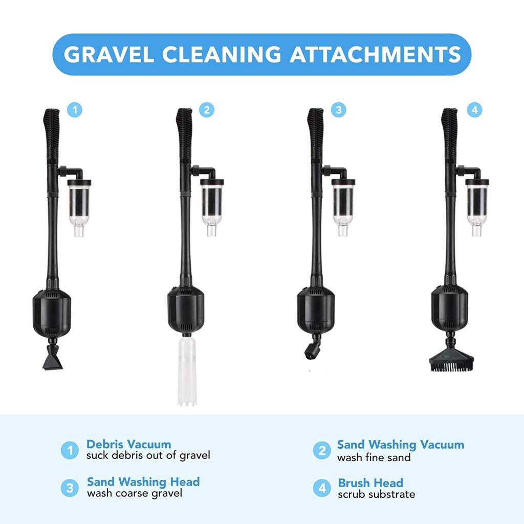 HYGGER HG955-DC 5-in-1 Adjustable Electric Aquarium Gravel Cleaner | IPX8 Waterproof | Powerful Flow & Low-Level Pumping