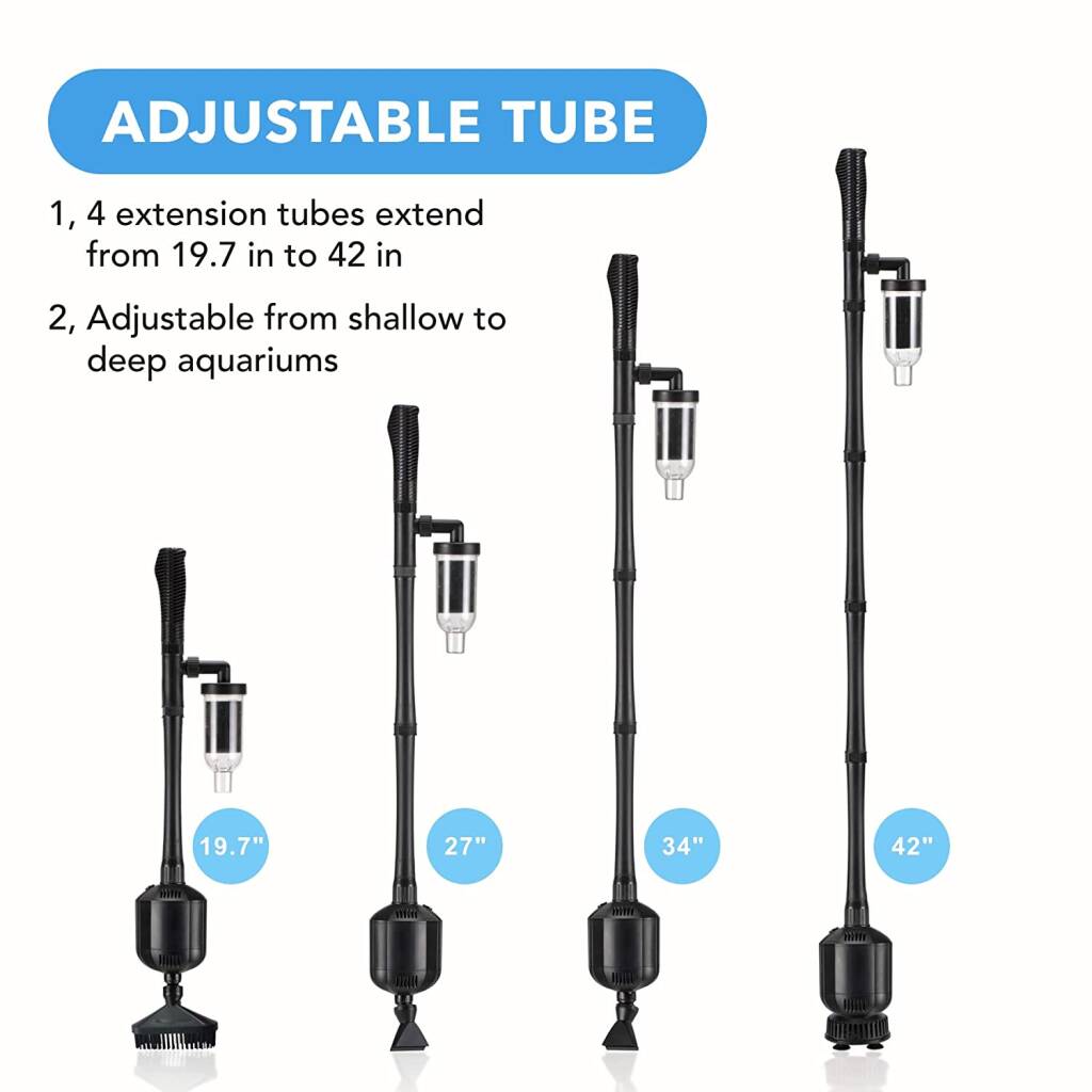 HYGGER HG955-DC 5-in-1 Adjustable Electric Aquarium Gravel Cleaner | IPX8 Waterproof | Powerful Flow & Low-Level Pumping