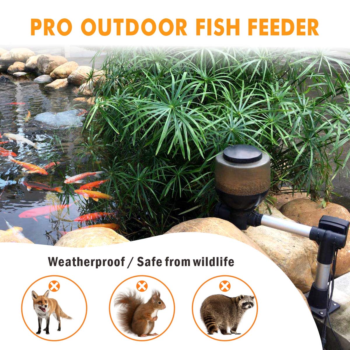HYGGER HG967 Large Automatic Pond Feeder & LCD Display Controller | 5.5L Capacity | Easy Scheduling | Manual & Auto Mode