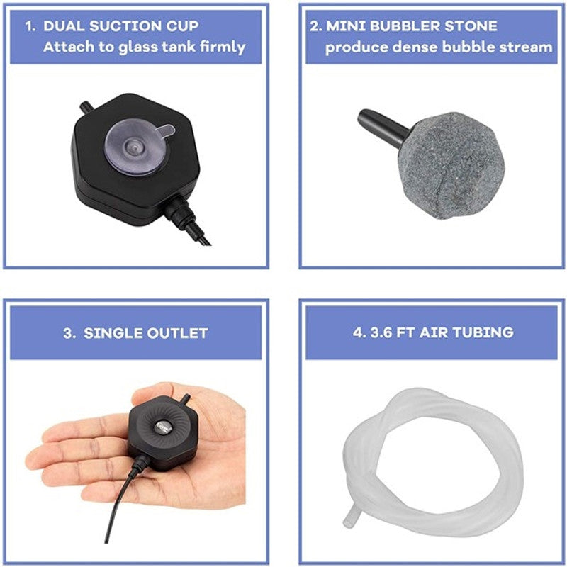 HYGGER HG971 Piezoelectric Mini Air Pump for Small Tanks | Ultra-Compact & Lightweight | Energy Efficient | Ultra-Silent