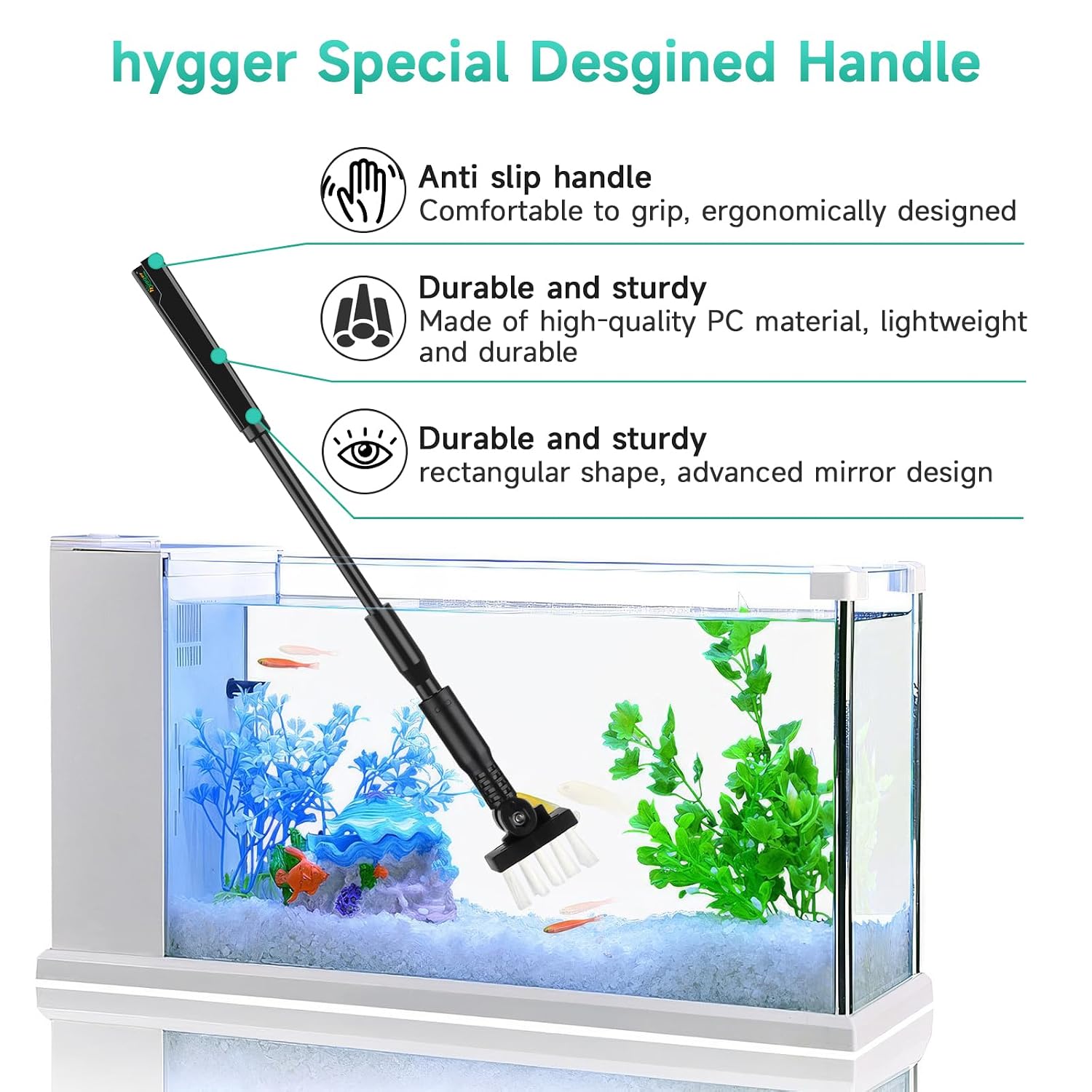 HYGGER HGY0001-S 4-in-1 Aquarium Cleaner Tool Kit for Small Tanks | Durable Carbon Fiber | High Quality & Non-Scratch
