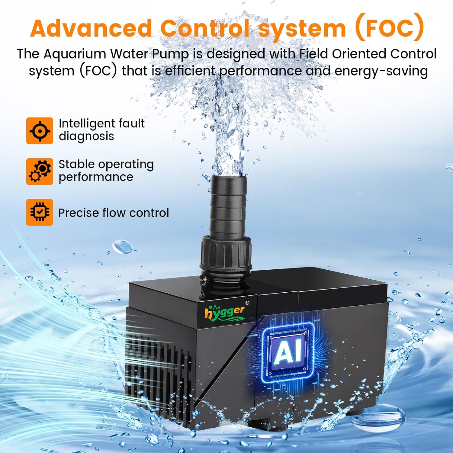 HYGGER HGY0004 High Quality Water Pump with Intelligent Controller | Ultra Quiet | Sinewave Technology | Safety Features