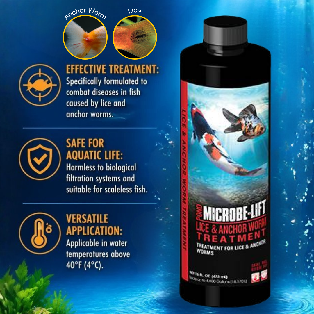 MICROBE-LIFT Lice & Anchor Worm Treatment | Best for Goldfish, Koi & Scaleless Fish | Protects Biological Filtration