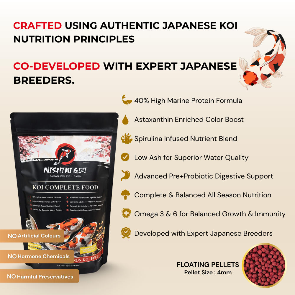 NISHIKIGOI Koi Complete Food | High-Protein, Low Ash Formula | Enhanced Color & Vitality | Gut Health & Immunity Support