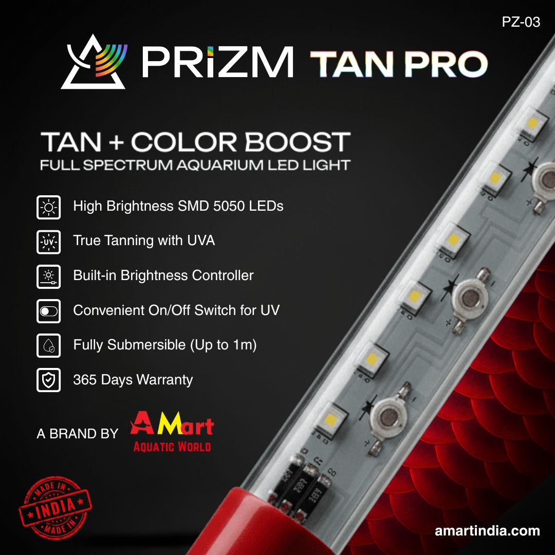 PRIZM PZ-03 TAN PRO Submerible Aquarium LED Light | True Tanning with UVA | Color Boost | 6500K | Adjustable Brightness