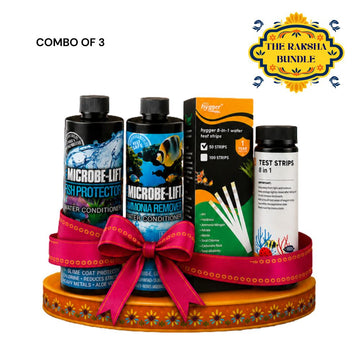 Microbe-lift Fish Protector (236ml) + Ammonia Remover (236ml) + Hygger (HG006-50) 8-in-1 Water Test Strips Combo-50Pcs.