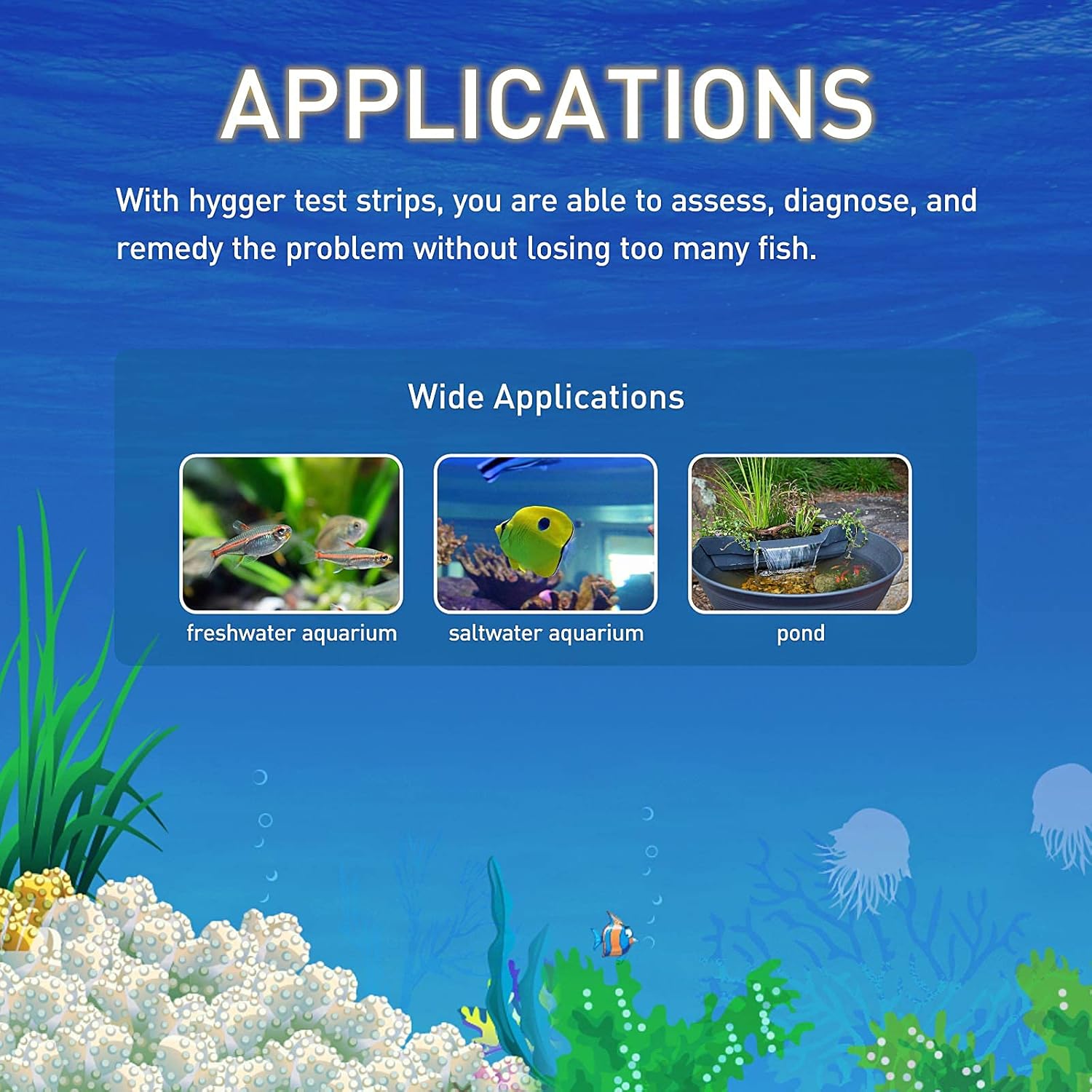 Microbe-lift Fish Protector (236ml) + Ammonia Remover (236ml) + Hygger (HG006-50) 8-in-1 Water Test Strips Combo-50Pcs.