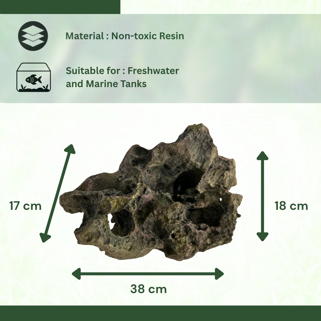 HAQUOSS HAQ-RR Reef Rock Aquarium Ornament | Non-Toxic Resin | For Natural Aquascape/Hardscape | Safe For Fishes