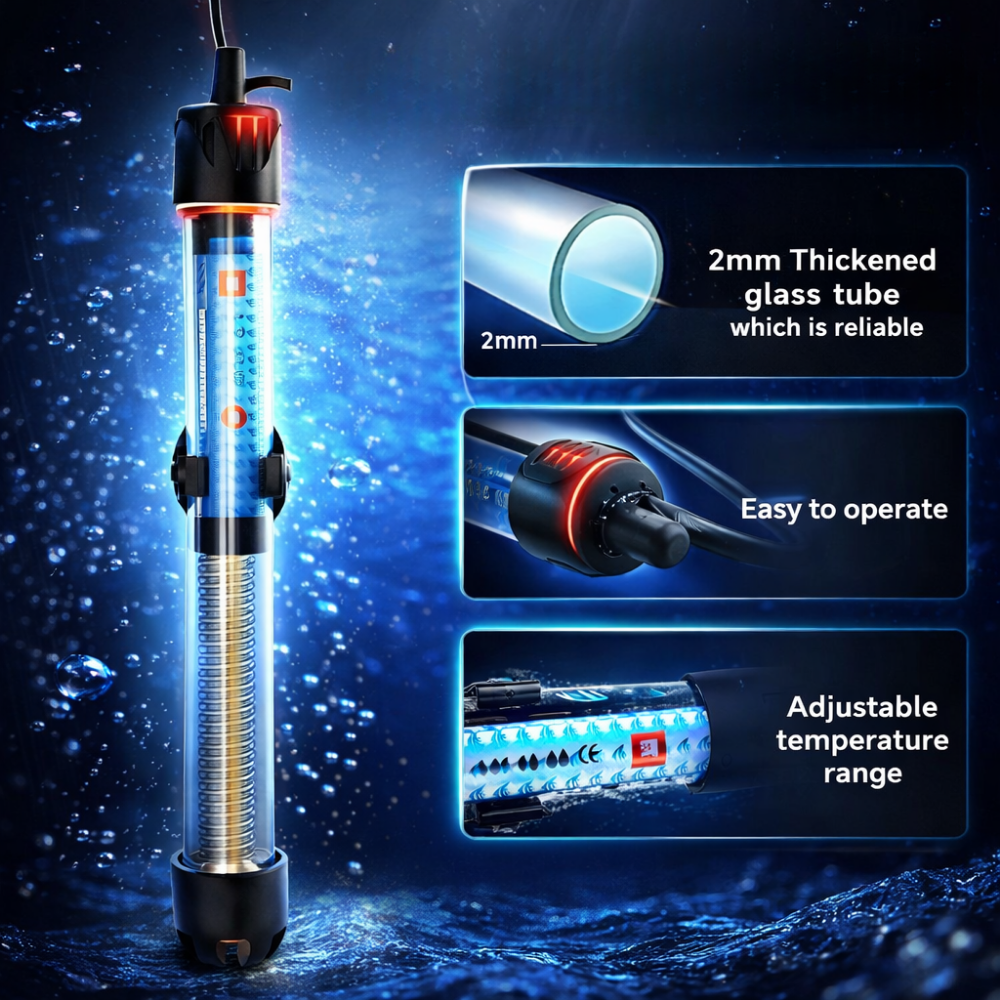 RS ELECTRICAL Aquarium Glass Heater | Energy-Efficient | Double-Seal Material | Automatic Adjustment | Safe Operation