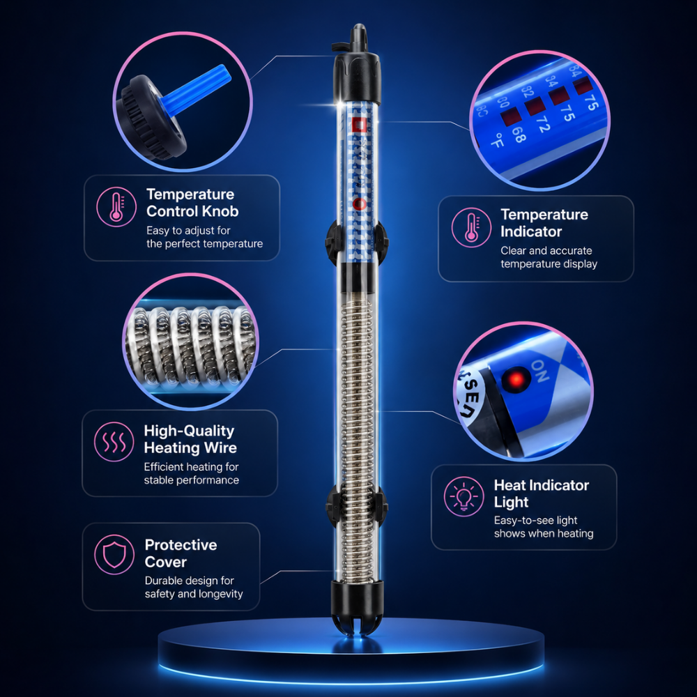RS ELECTRICAL Aquarium Glass Heater | Energy-Efficient | Double-Seal Material | Automatic Adjustment | Safe Operation