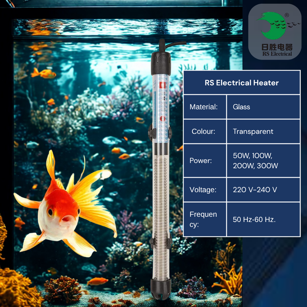 RS ELECTRICAL Aquarium Glass Heater | Energy-Efficient | Double-Seal Material | Automatic Adjustment | Safe Operation