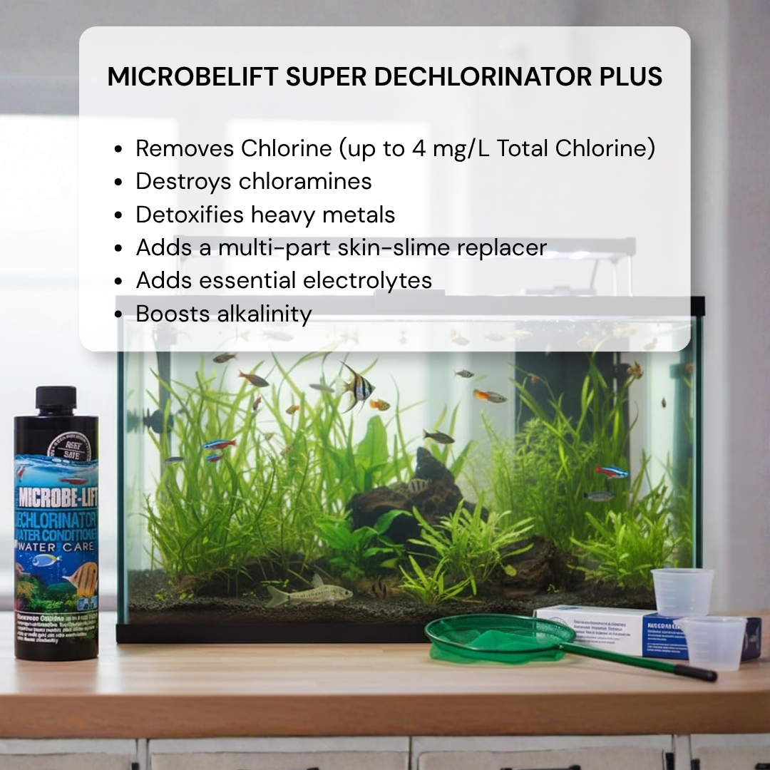 MICROBE-LIFT Super Dechloriator | Removes Chlorine, Chloramines & Heavy Metals Instantly | Protects Slime Coat | FW + SW