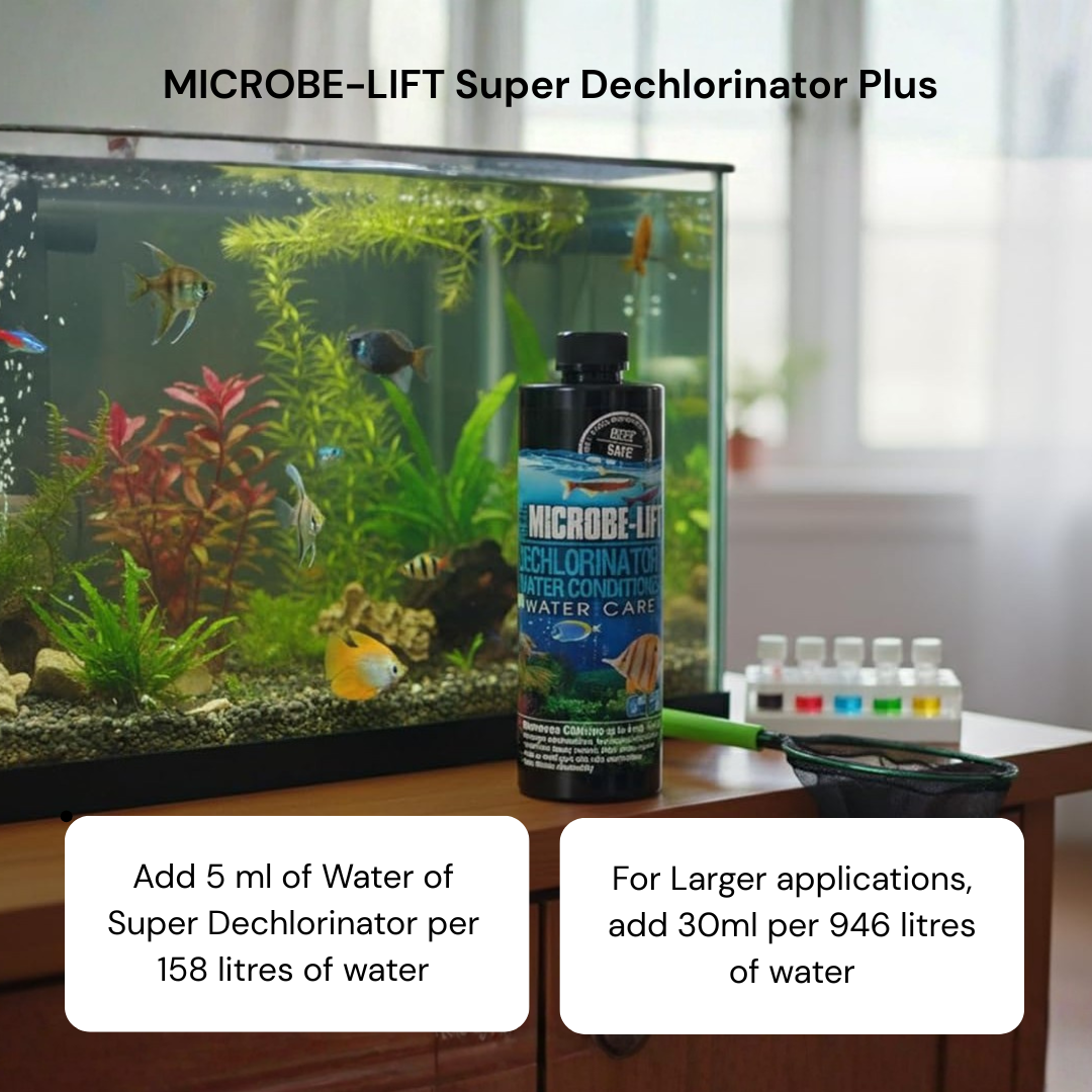 MICROBE-LIFT Super Dechloriator | Removes Chlorine, Chloramines & Heavy Metals Instantly | Protects Slime Coat | FW + SW