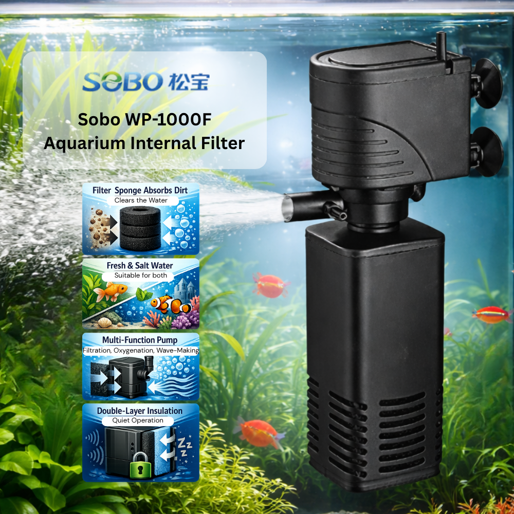 SOBO WP-1000F Aquarium Internal Filter | Water Filtration, Oxygenation & Circulation | Durable & Easy to Use