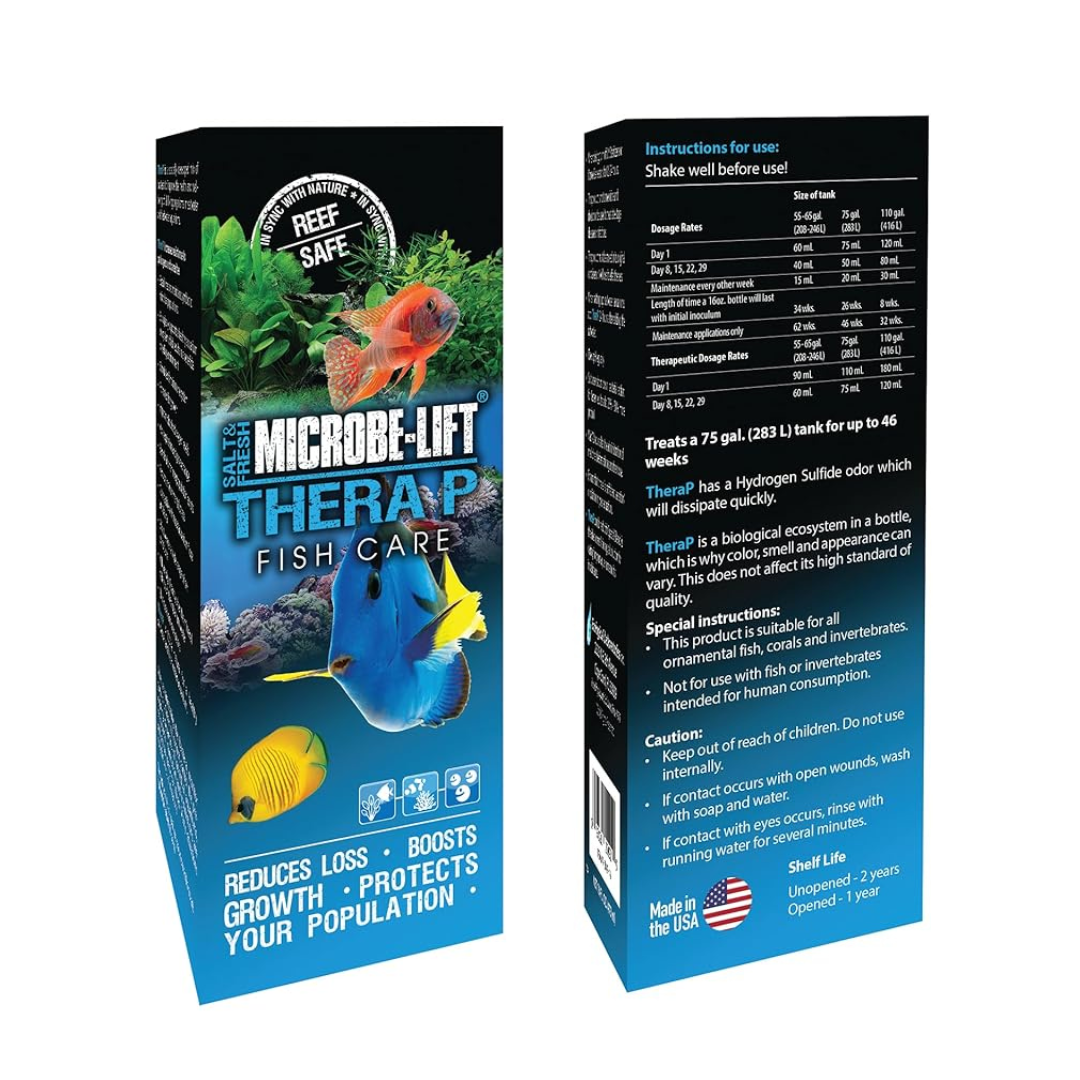 MICROBE-LIFT Thera P | Live Beneficial Bacteria | Reduces Stress & Loss | Improves Fish Health, Immunity & Water Quality