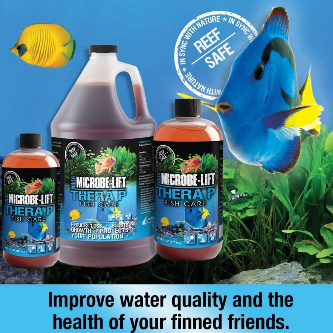 MICROBE-LIFT Thera P | Live Beneficial Bacteria | Reduces Stress & Loss | Improves Fish Health, Immunity & Water Quality