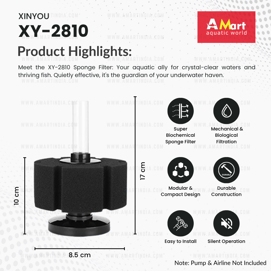 XINYOU XY-2810 Aquarium Sponge Filter | Mechanical + Biological Filtration | Anti-Float Design | High-Quality Sponge
