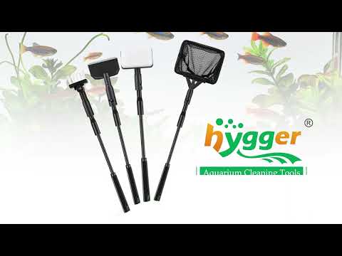 HYGGER HGY0001-S 4-in-1 Aquarium Cleaner Tool Kit for Small Tanks | Durable Carbon Fiber | High Quality & Non-Scratch