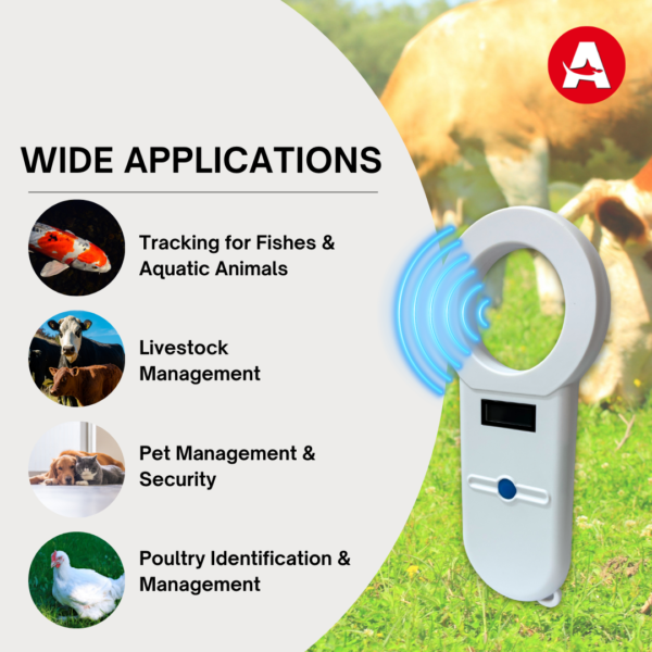 15-Digit Arowana & Pet Identification Chip Scanner, 134.2 Khz Animal ID Reader