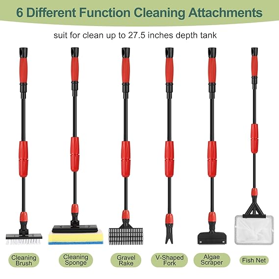 HYGGER - HGY0001-S, 6-in-1 Aquarium Cleaning Tool Kit