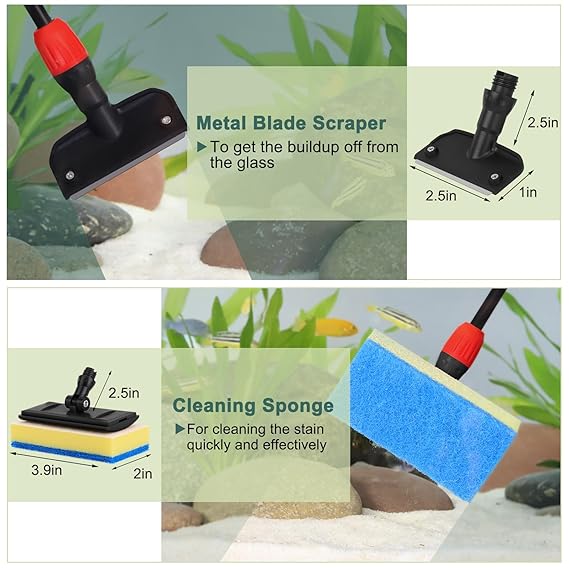 HYGGER - HGY0001-S, 6-in-1 Aquarium Cleaning Tool Kit