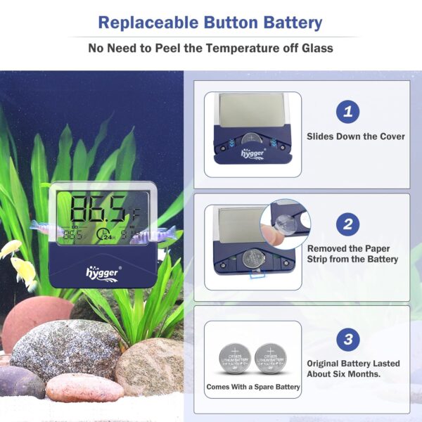 HYGGER- HG073-L, Stickable Digital Aquarium Thermometer with LCD Display