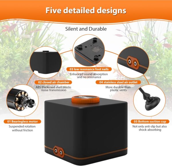 HYGGER - HG095-4W, Strong Aquarium Air Pump for Medium Large Fish Tank