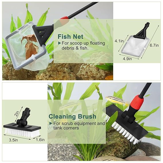 HYGGER - HGY0001-S, 6-in-1 Aquarium Cleaning Tool Kit