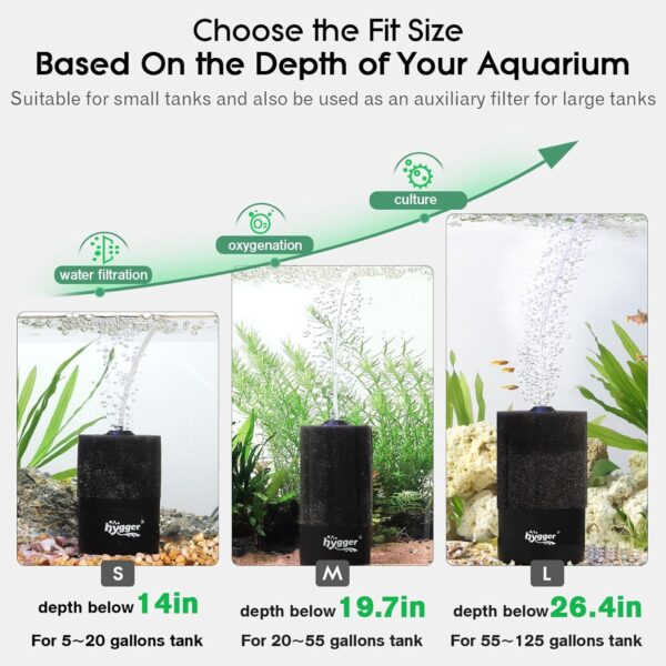HYGGER - HG120 Fish Tank Sponge Filter for Breeding Fry Betta Shrimp