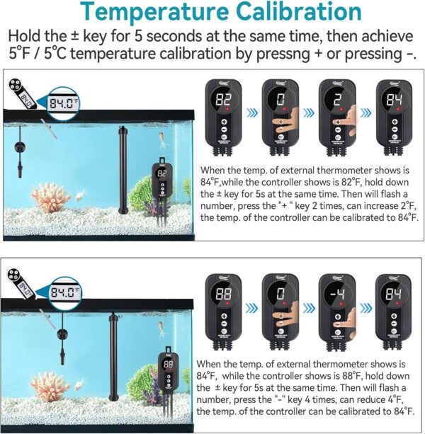 Hygger - HG085-500W, Titanium Heater with Digital LED Controller and Temperature Probe