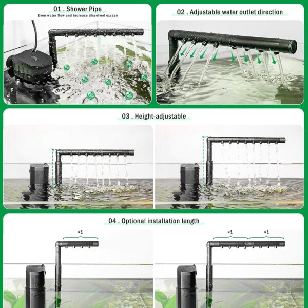 AQQA 4-in-1 Submersible Fish Tank Internal Filter – AQ070-12W