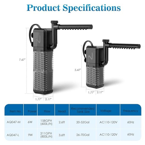 AQQA Aquarium Internal Filter AQ047-6W