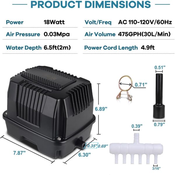 HYGGER HG125‑18W Pond Aerator Pond Air Pump Linear Air Pump