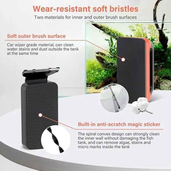HYGGER HG127-S Floating Scrubber Brush Glass Algae Magnet Cleaning Tool