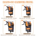 HYGGER HG108 Hang-On-Back Canister Aquarium Filter